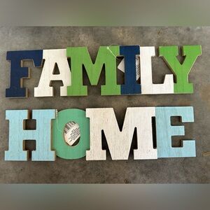 Set of 2 Wall-Shelf Decor “Family” & “Home” Signs